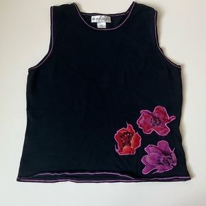 Dressbarn Tank Top Women’s 14 Black crew neck Sleeveless Stretch Casual